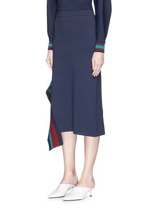 Front View - Click To Enlarge - TIBI - Asymmetric stripe trim knit skirt