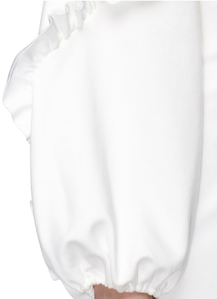 Detail View - Click To Enlarge - TIBI - Ruffle trim buckled back mini jersey dress