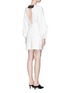 Back View - Click To Enlarge - TIBI - Ruffle trim buckled back mini jersey dress