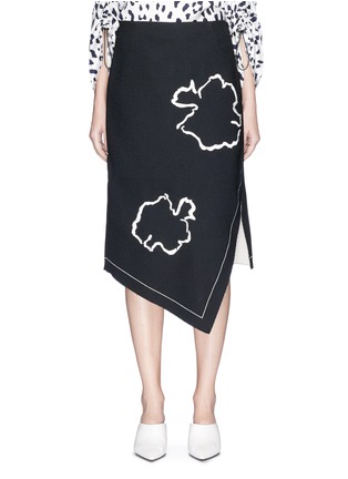 Main View - Click To Enlarge - TIBI - 'Lore' abstract floral embroidered asymmetric pencil skirt