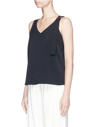 Front View - Click To Enlarge - TIBI - V-neck ponte jersey cropped flared jumpsuit