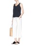 Figure View - Click To Enlarge - TIBI - V-neck ponte jersey cropped flared jumpsuit
