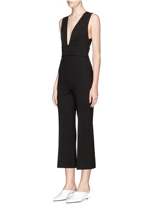 Front View - Click To Enlarge - TIBI - Cropped flared ponte jersey V-neck jumpsuit