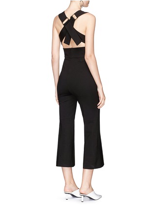 Figure View - Click To Enlarge - TIBI - Cropped flared ponte jersey V-neck jumpsuit