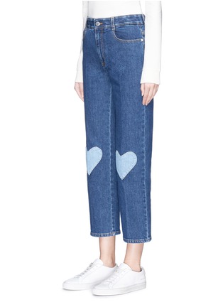 Front View - Click To Enlarge - STELLA MCCARTNEY - Heart knee patch cropped jeans
