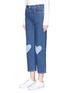 Front View - Click To Enlarge - STELLA MCCARTNEY - Heart knee patch cropped jeans