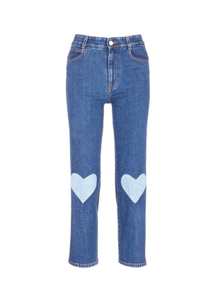 Main View - Click To Enlarge - STELLA MCCARTNEY - Heart knee patch cropped jeans