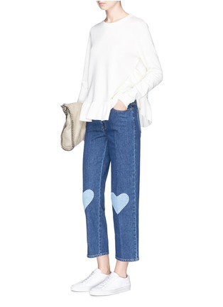 Figure View - Click To Enlarge - STELLA MCCARTNEY - Heart knee patch cropped jeans