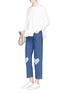 Figure View - Click To Enlarge - STELLA MCCARTNEY - Heart knee patch cropped jeans