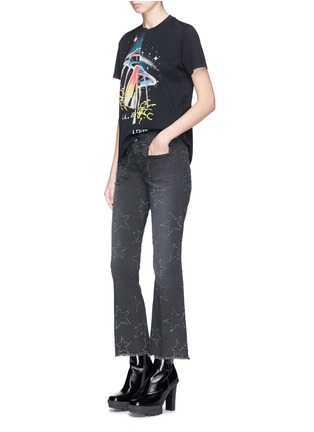 Figure View - Click To Enlarge - STELLA MCCARTNEY - Star perforated cropped flared denim pants