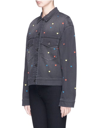 Front View - Click To Enlarge - STELLA MCCARTNEY - Heart embroidered denim jacket