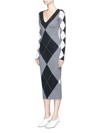Front View - Click To Enlarge - STELLA MCCARTNEY - Argyle wool-blend knit dress