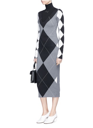Figure View - Click To Enlarge - STELLA MCCARTNEY - Argyle wool-blend knit dress