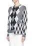 Front View - Click To Enlarge - STELLA MCCARTNEY - Asymmetric argyle check jacquard sweater