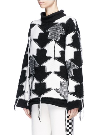 Front View - Click To Enlarge - STELLA MCCARTNEY - Reverse geometric intarsia oversized sweater