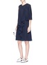 Figure View - Click To Enlarge - STELLA MCCARTNEY - 'Emmanuelle' sleeve overlay silk crepe dress
