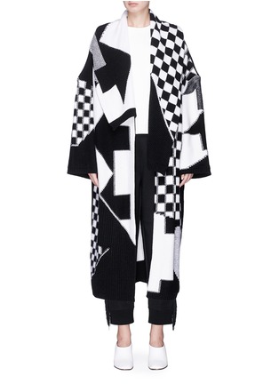 Main View - Click To Enlarge - STELLA MCCARTNEY - Checkboard intarsia oversized knit coat