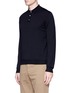 Front View - Click To Enlarge - INCOTEX - Stretch knit long sleeve polo shirt