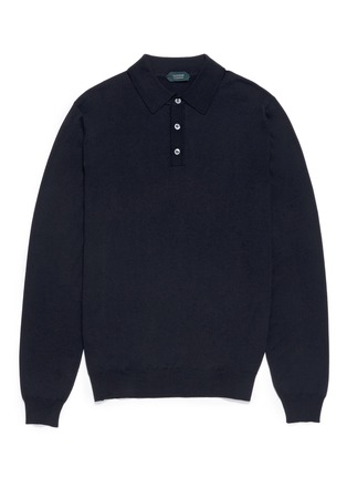 Main View - Click To Enlarge - INCOTEX - Stretch knit long sleeve polo shirt