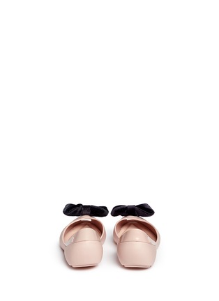 Back View - Click To Enlarge - MELISSA - 'Queen IV' velvet bow PVC kids ballerina flats