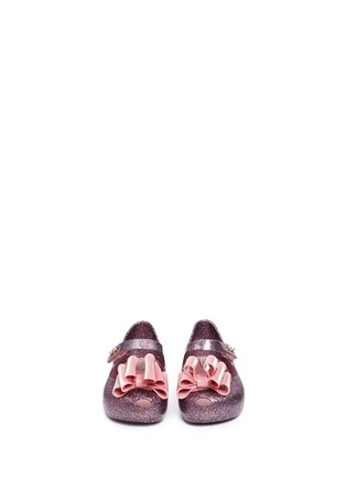Front View - Click To Enlarge - MELISSA - 'Ultragirl Sweet III' 3D bow glitter PVC toddler flats