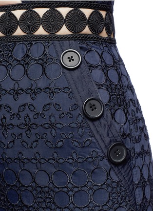 Detail View - Click To Enlarge - SELF-PORTRAIT - Tie detail off-shoulder embroidered jumpsuit