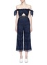Main View - Click To Enlarge - SELF-PORTRAIT - Tie detail off-shoulder embroidered jumpsuit