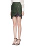 Front View - Click To Enlarge - SELF-PORTRAIT - Asymmetric button lace underlay broderie anglaise mini skirt