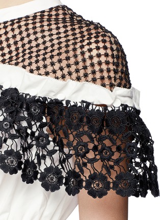 Detail View - Click To Enlarge - SELF-PORTRAIT - 'Hudson' lace yoke poplin mini dress