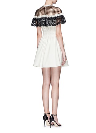 Back View - Click To Enlarge - SELF-PORTRAIT - 'Hudson' lace yoke poplin mini dress