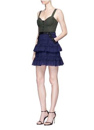 Figure View - Click To Enlarge - SELF-PORTRAIT - Corset tiered mini dress