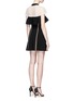 Back View - Click To Enlarge - SELF-PORTRAIT - Ditsy mesh cape ruffle cady crepe mini dress