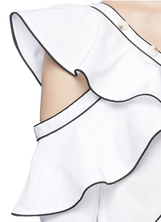 Detail View - Click To Enlarge - SELF-PORTRAIT - Asymmetric frill poplin one-shoulder top
