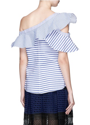 Back View - Click To Enlarge - SELF-PORTRAIT - Asymmetric frill stripe one-shoulder top