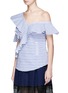 Front View - Click To Enlarge - SELF-PORTRAIT - Asymmetric frill stripe one-shoulder top