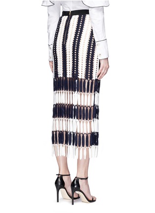 Back View - Click To Enlarge - SELF-PORTRAIT - Stripe crochet midi skirt