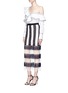 Figure View - Click To Enlarge - SELF-PORTRAIT - Stripe crochet midi skirt
