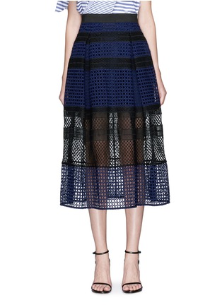 Main View - Click To Enlarge - SELF-PORTRAIT - Crosshatch pleated mix lace skirt