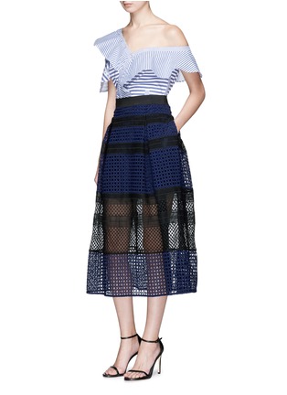 Figure View - Click To Enlarge - SELF-PORTRAIT - Crosshatch pleated mix lace skirt