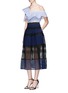 Figure View - Click To Enlarge - SELF-PORTRAIT - Crosshatch pleated mix lace skirt