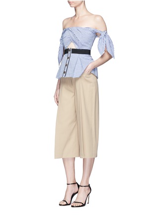 Figure View - Click To Enlarge - SELF-PORTRAIT - Knotted strap stripe pleated off-shoulder top