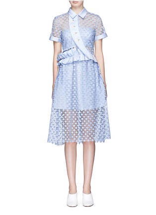 Main View - Click To Enlarge - SELF-PORTRAIT - Ruffle daisy lace midi dress