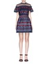 Main View - Click To Enlarge - SELF-PORTRAIT - 'Hudson' mesh yoke frill geometric lace mini dress