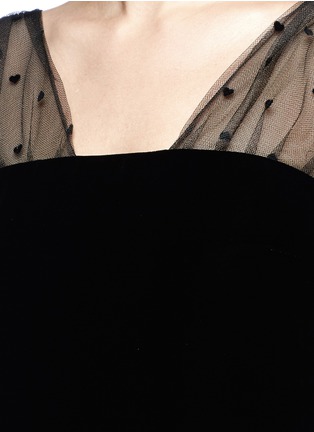 Detail View - Click To Enlarge - SAINT LAURENT - Heart tulle strap velvet mini tube dress