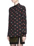 Front View - Click To Enlarge - SAINT LAURENT - Heart graphic print oversized silk crepe shirt