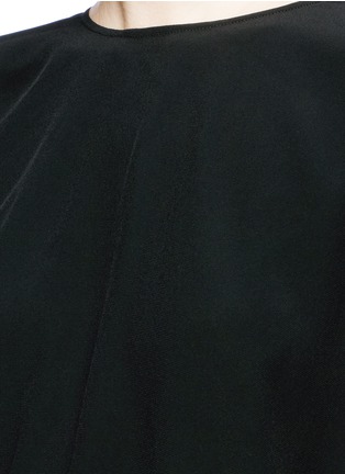 Detail View - Click To Enlarge - SAINT LAURENT - Crepe panel ruched satin mini dress