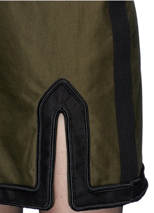 Detail View - Click To Enlarge - SAINT LAURENT - Split hem cotton twill mini skirt