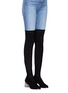 Figure View - Click To Enlarge - SOPHIA WEBSTER - 'Suranne OTK' crystal heel suede thigh high sock boots