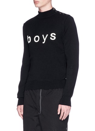Front View - Click To Enlarge - COMME DES GARÇONS SHIRT - 'Boys' print mock neck sweater