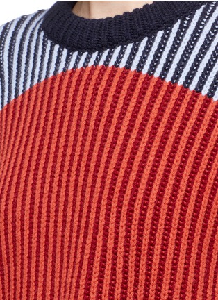 Detail View - Click To Enlarge - MRZ - Convertible sleeve colourblock wool-cashmere sweater